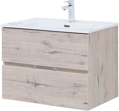 Aquanet Тумба с раковиной Алвита New 70 2 ящика подвесная дуб веллингтон белый – фотография-3